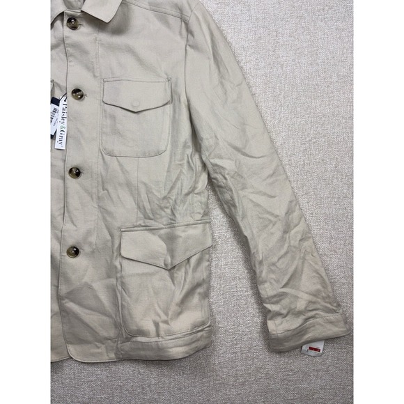 Paisley and gray men's Safari button up zip up jacket size large / L Tan - Picture 6 of 11